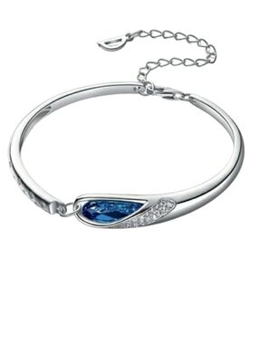 NEW Silver and Blue Cuff Bangle Bracelet